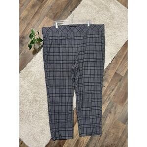 Torrid 4X Black White Blue Glen Plaid Pull On High Waisted Cropped Ponte Pants